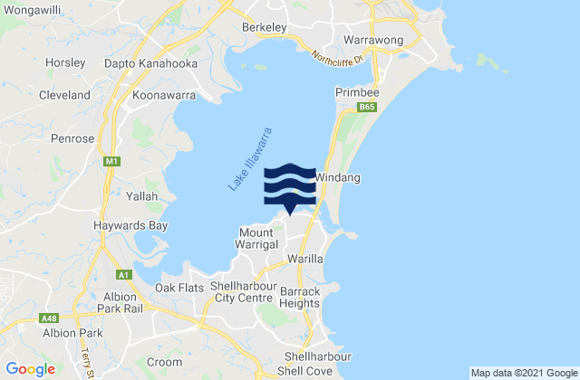 Mappa delle maree di Lake Illawarra, Australia
