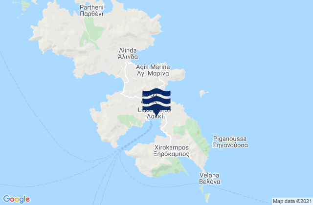Mappa delle maree di Lakkí, Greece