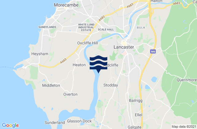 Mappa delle maree di Lancaster, United Kingdom