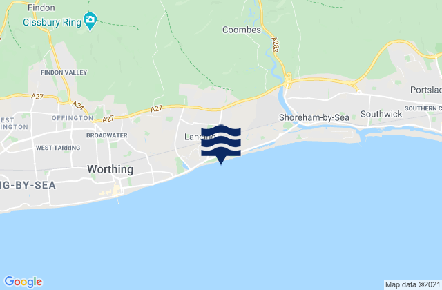 Mappa delle maree di Lancing, United Kingdom
