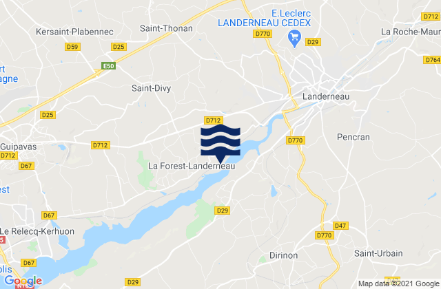Mappa delle maree di Landerneau, France