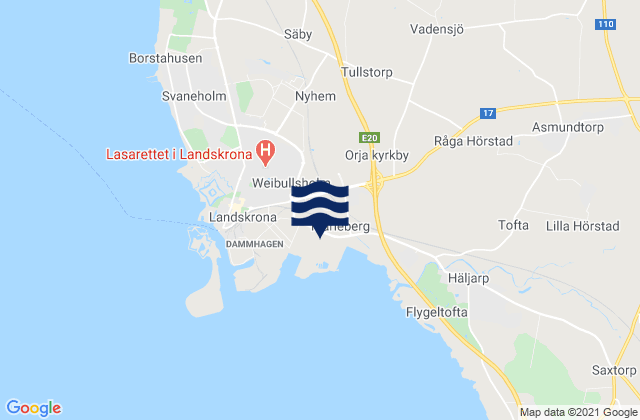 Mappa delle maree di Landskrona, Sweden