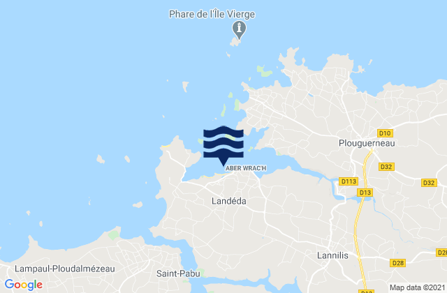 Mappa delle maree di Landéda, France