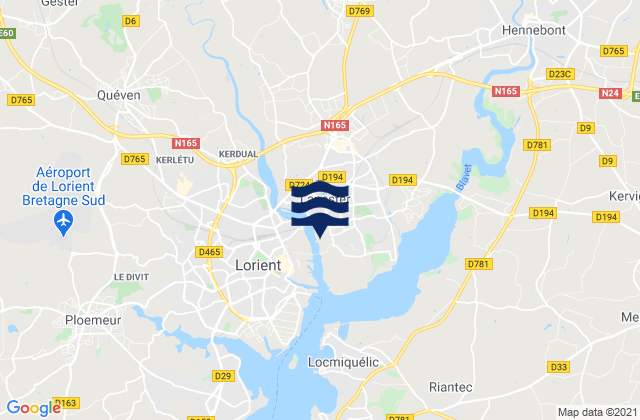 Mappa delle maree di Lanester, France