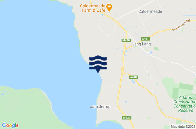 Mappa delle maree di Lang Lang Beach, Australia