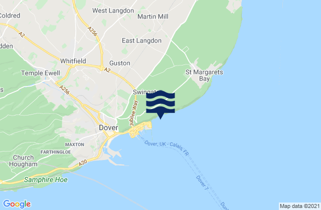 Mappa delle maree di Langdon Bay, United Kingdom