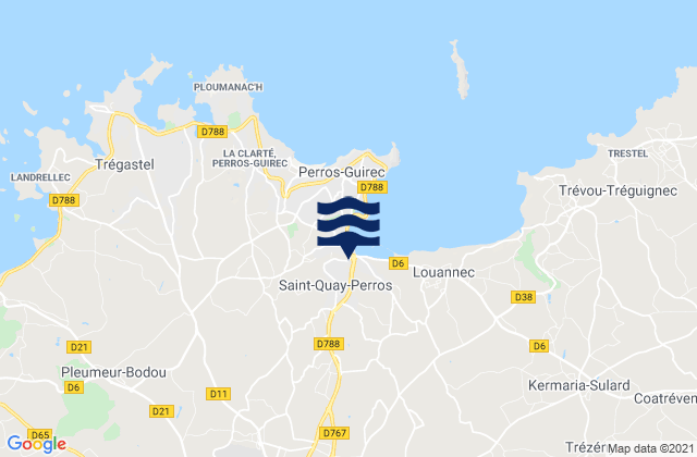 Mappa delle maree di Lannion, France
