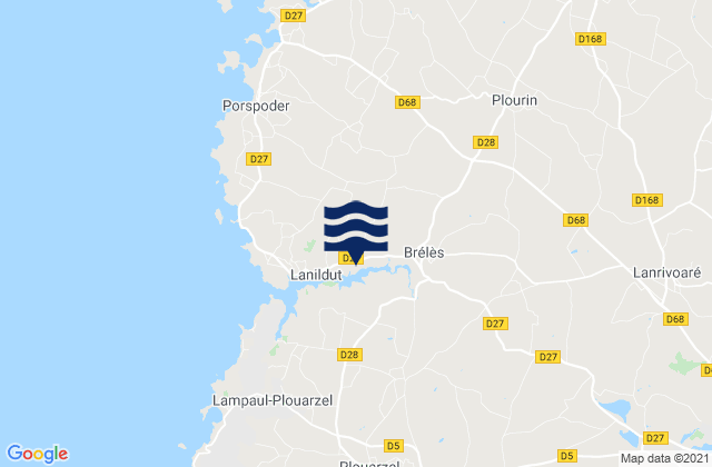 Mappa delle maree di Lanrivoaré, France