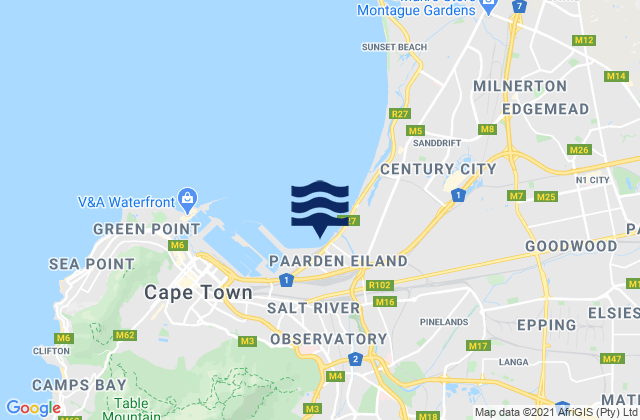 Mappa delle maree di Lansdowne, South Africa