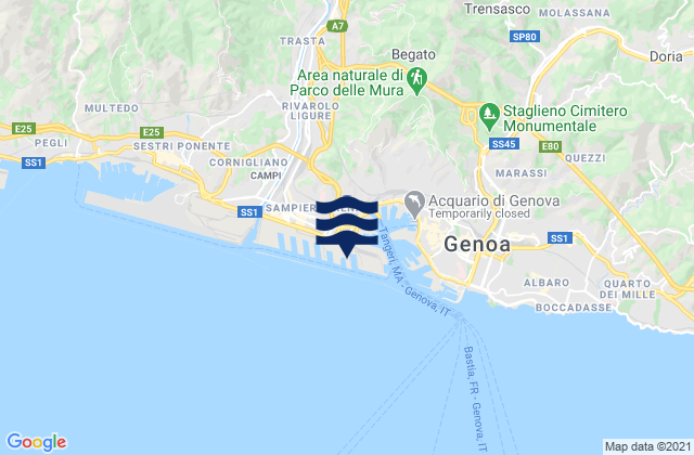 Mappa delle maree di Lanterna, Italy