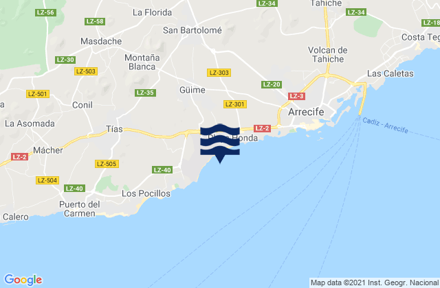 Mappa delle maree di Lanzarote, Spain