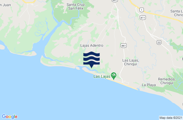 Mappa delle maree di Las Lajas, Panama