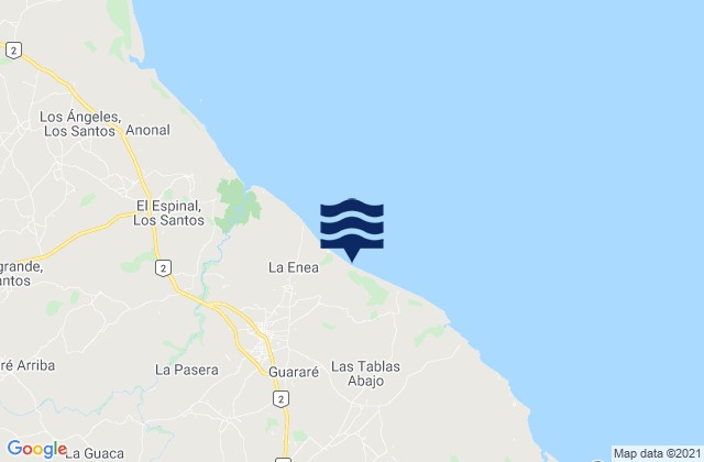 Mappa delle maree di Las Palmitas, Panama