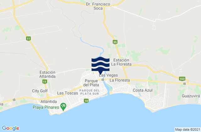 Mappa delle maree di Las Toscas, Uruguay