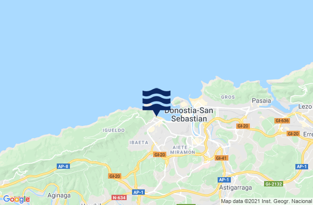 Mappa delle maree di Lasarte, Spain