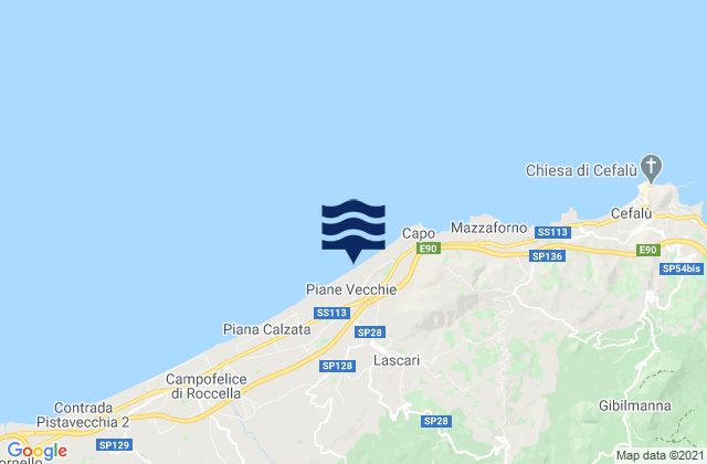 Mappa delle maree di Lascari, Italy