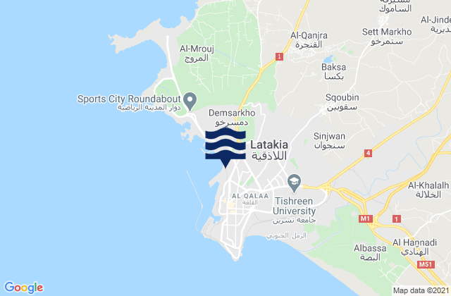 Mappa delle maree di Lattakia, Syria