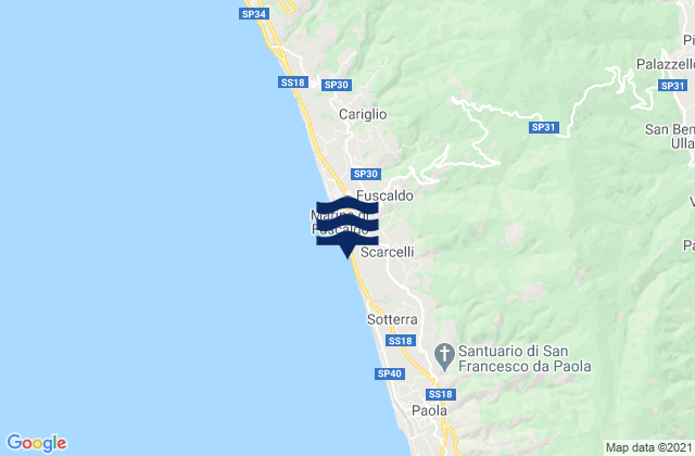 Mappa delle maree di Lattarico, Italy