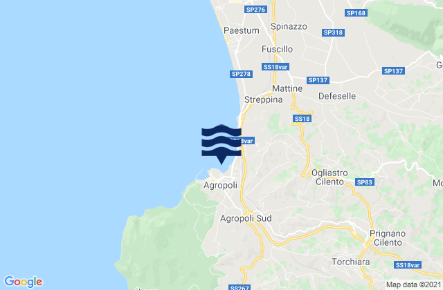 Mappa delle maree di Laureana Cilento, Italy
