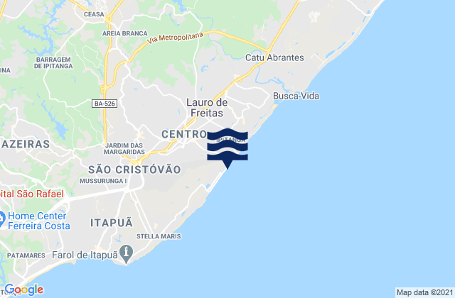 Mappa delle maree di Lauro de Freitas, Brazil