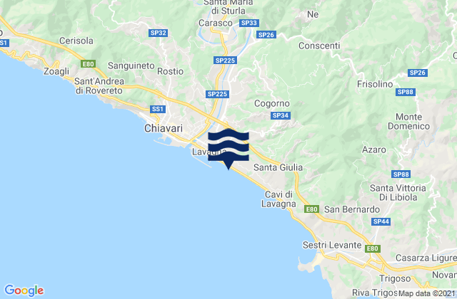 Mappa delle maree di Lavagna, Italy