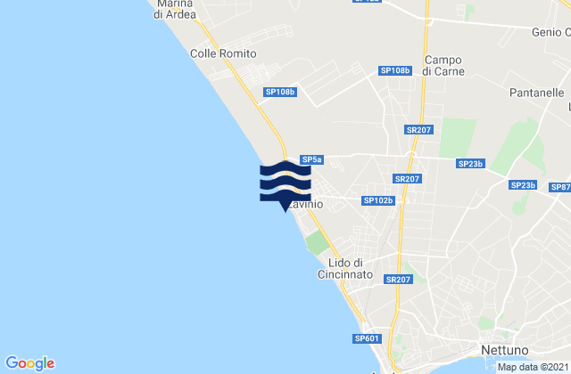 Mappa delle maree di Lavinio, Italy