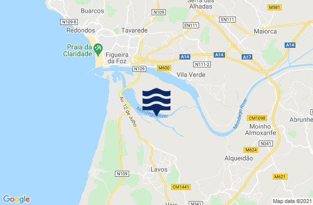 Mappa delle maree di Lavos, Portugal