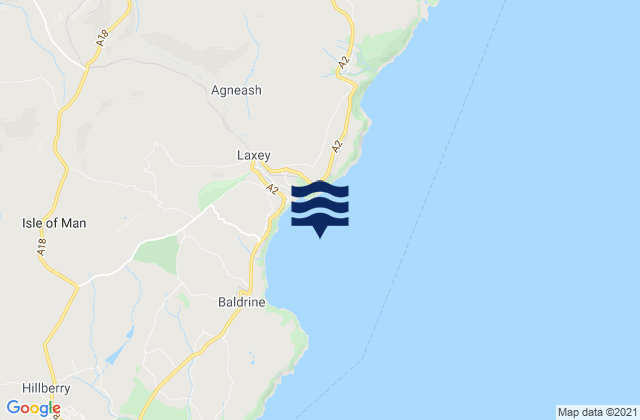 Mappa delle maree di Laxey Bay, Isle of Man