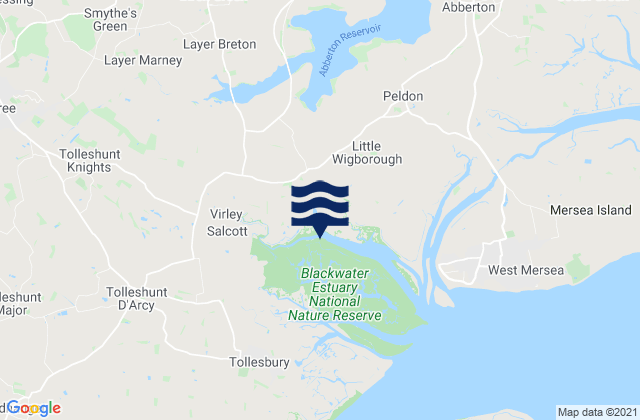 Mappa delle maree di Layer de la Haye, United Kingdom