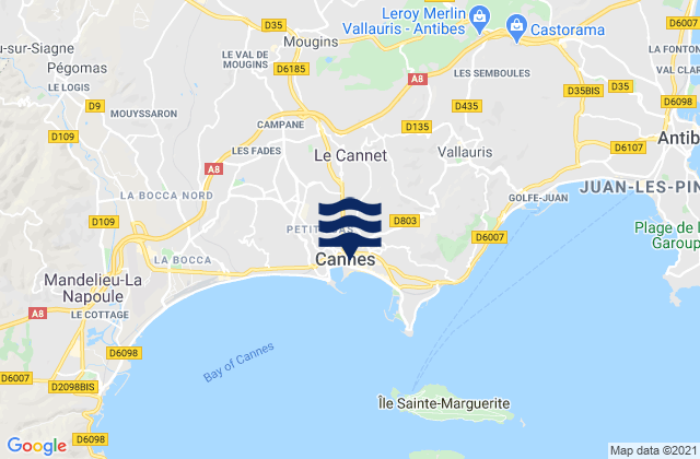 Mappa delle maree di Le Cannet, France