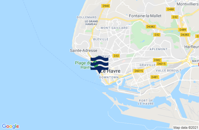 Mappa delle maree di Le Havre Beach, France