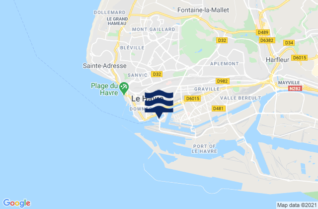 Mappa delle maree di Le Havre, France