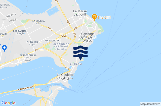 Mappa delle maree di Le Kram, Tunisia