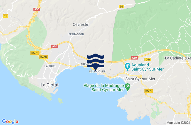 Mappa delle maree di Le Liouquet, France