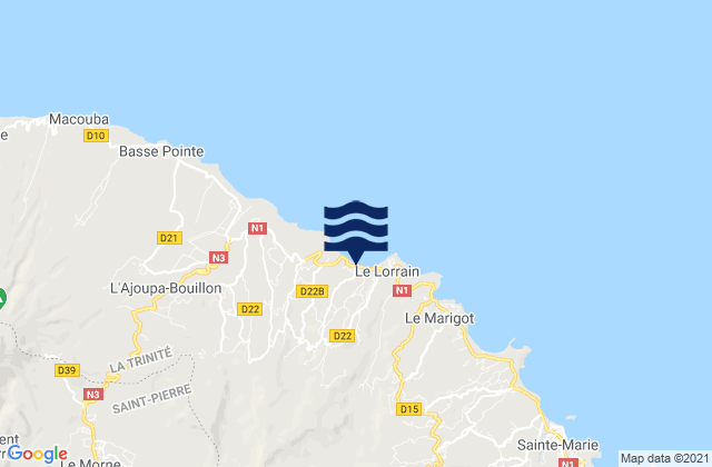 Mappa delle maree di Le Lorrain, Martinique