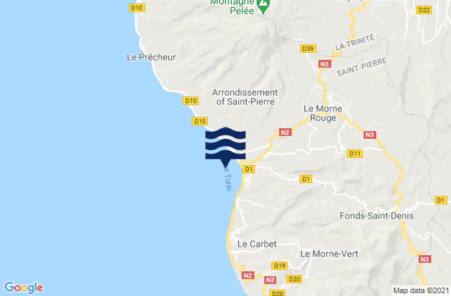 Mappa delle maree di Le Morne-Rouge, Martinique