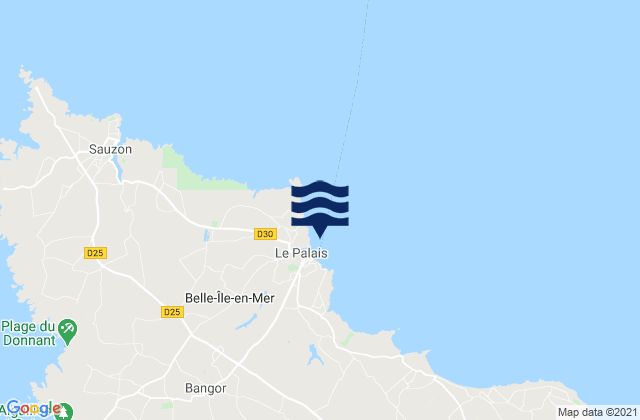 Mappa delle maree di Le Palais (Belle Ile), France
