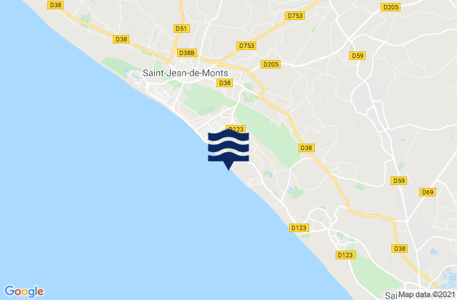Mappa delle maree di Le Perrier, France