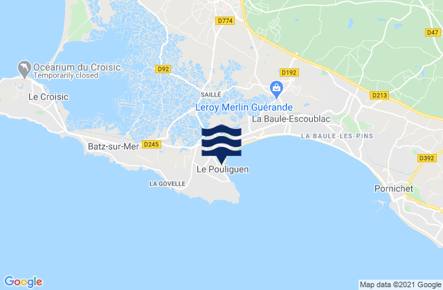 Mappa delle maree di Le Pouliguen, France