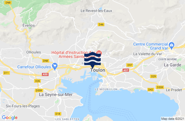 Mappa delle maree di Le Revest-les-Eaux, France