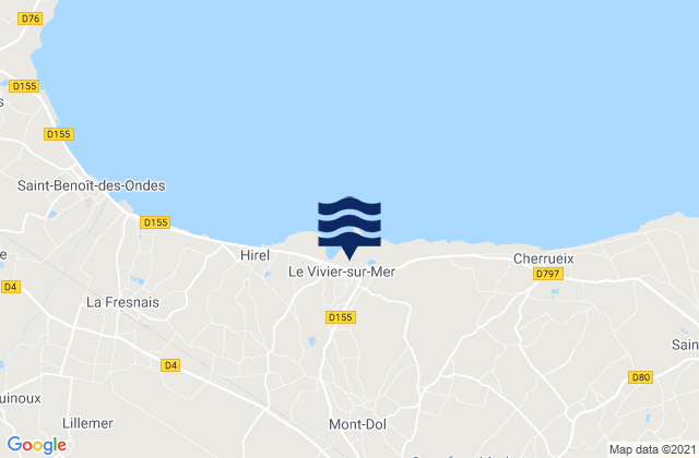 Mappa delle maree di Le Vivier-sur-Mer, France