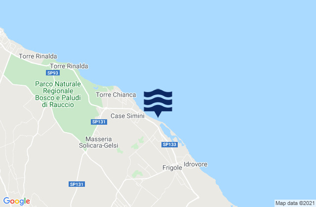Mappa delle maree di Lecce, Italy