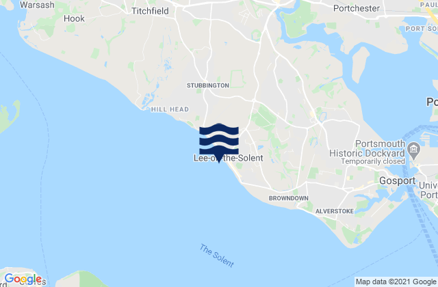Mappa delle maree di Lee-on-Solent Beach, United Kingdom