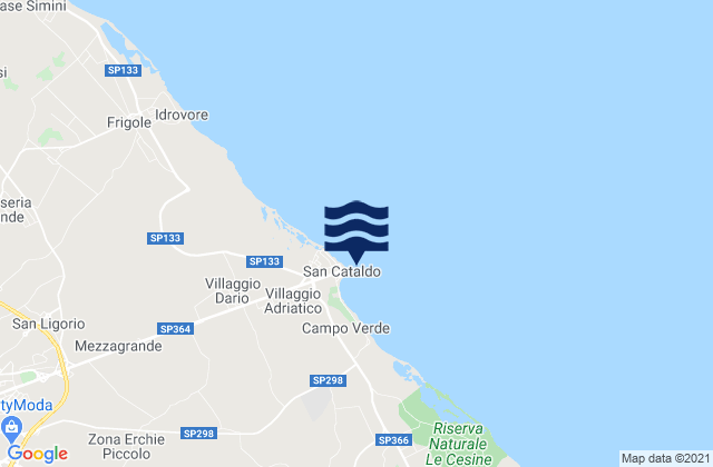 Mappa delle maree di Leece, Italy