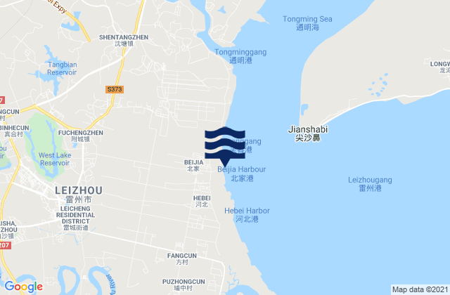 Mappa delle maree di Leicheng, China