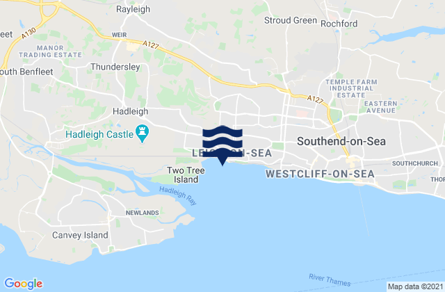 Mappa delle maree di Leigh-on-Sea, United Kingdom