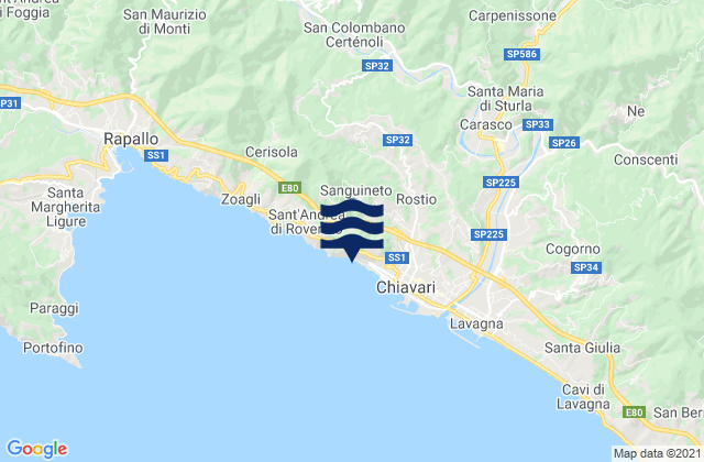 Mappa delle maree di Leivi, Italy