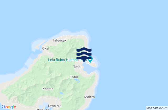 Mappa delle maree di Lele Harbor Kusaie Island, Micronesia