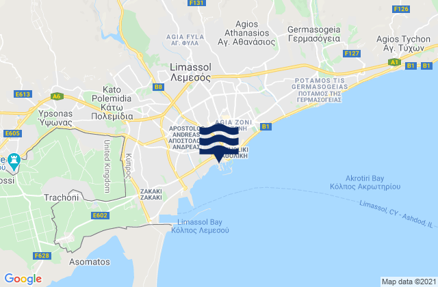 Mappa delle maree di Lemesós, Cyprus