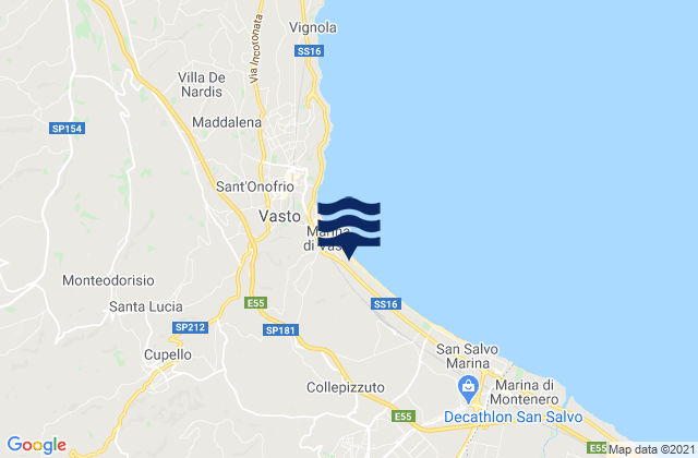 Mappa delle maree di Lentella, Italy